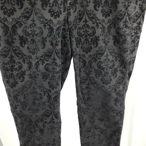 Chaps Mid Rise Jacquard Velvet Slim Leg Pants 8 Black/Gray - Picture 8 of 16
